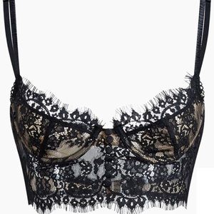 NWT Commence Double Hook Lace Crop Corset Top Black Size Med